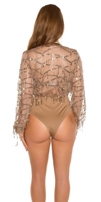 party bodysuit with sequin threads Cappuccino